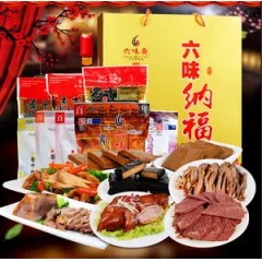 山西老陈醋、阳曲小米、清徐葡萄、徐沟灌肠、六味斋酱肉。双合成月饼