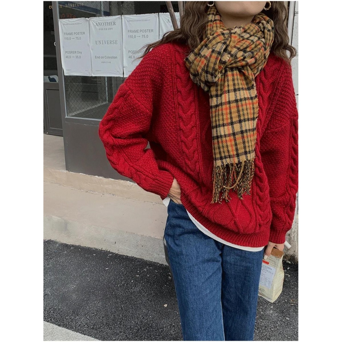 韩都衣舍新款女装韩版宽松圆领毛衣