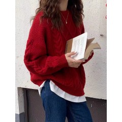 韩都衣舍新款女装韩版宽松圆领毛衣