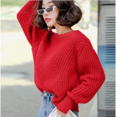 韩都衣舍新款女装韩版宽松圆领毛衣