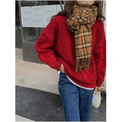 韩都衣舍新款女装韩版宽松圆领毛衣